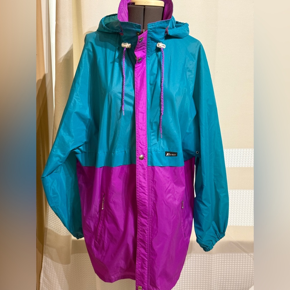 K-Way purple and Teal windbreaker. Size XL